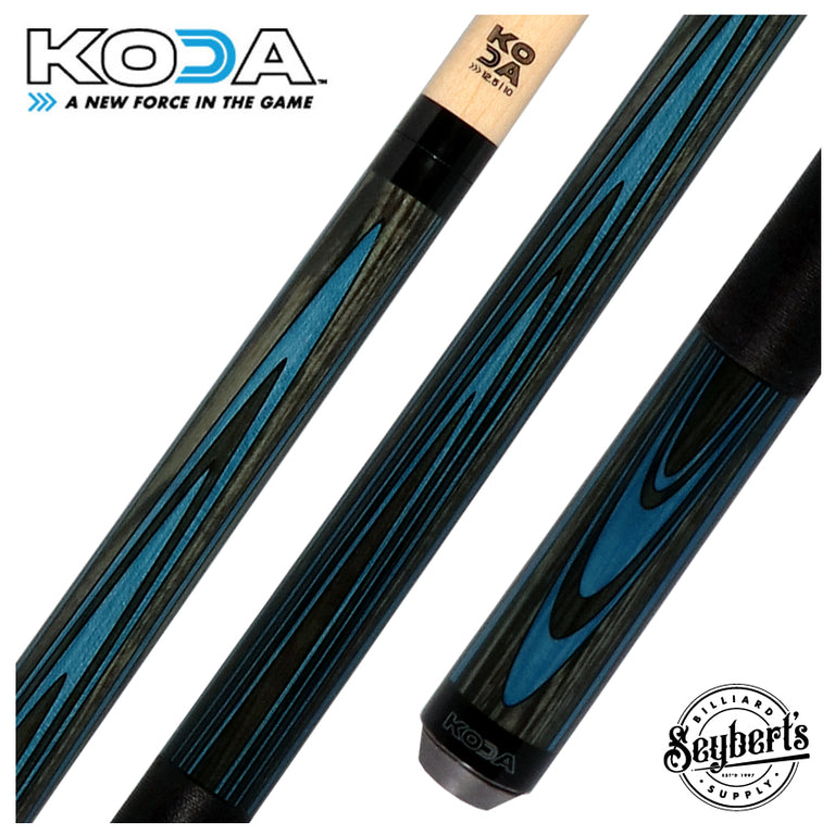 KODA Sky Blue and Gray Laminate Pool Cue with Linen Wrap
