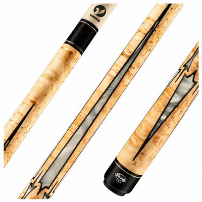 Viking Motore Series Play Cue Khaki-Stained Birdseye Maple with 40 Black and White Premium Pearl Inlays - MT0804