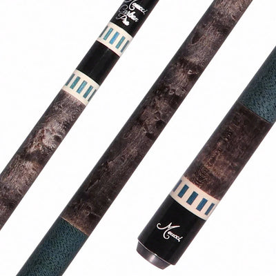 Meucci Gray Stained Maple and Blue/Black Wrapless Pool Cue with Carbon Pro Shaft - BE-12C
