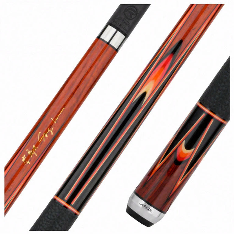Predator Sang Lee 2-4 Cocobolo with Black / Red / Orange / Maple / Ebony Butterfly Points Limited Edition Pool Cue - Radial with Luxe Leather Wrap