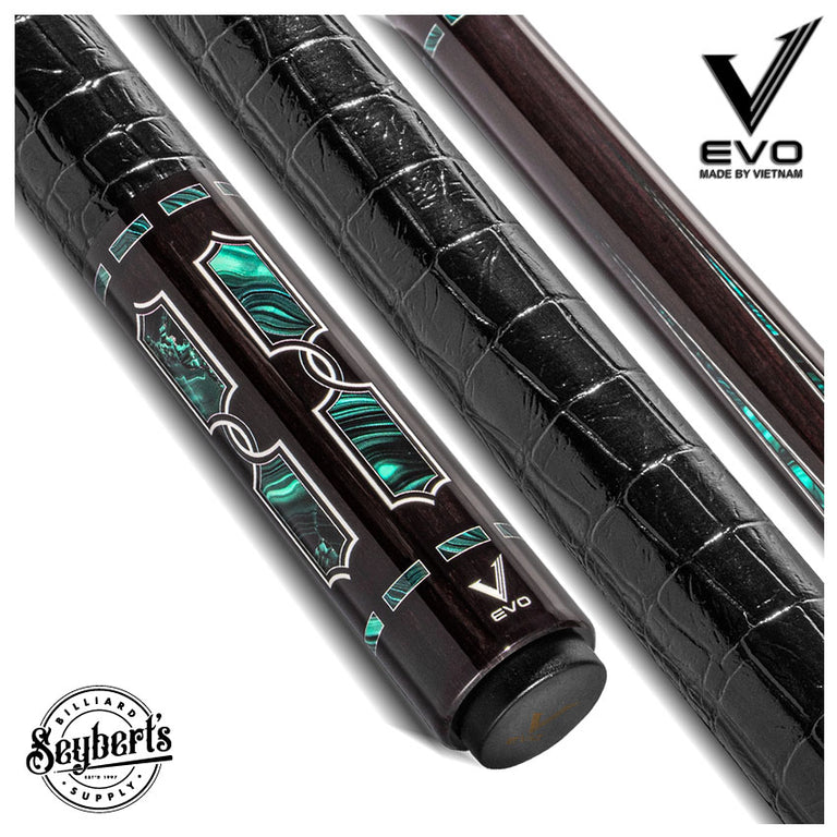 EVO Luna Malachite Eclipse Leather Wrap Pool Cue