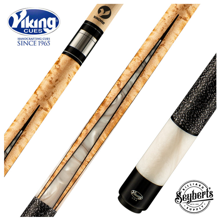 Viking HL0404 Helix Series Play Cue -Khaki Stained Birdseye Maple with White Premium Pearl