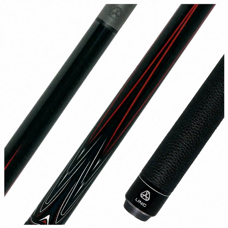Linc Black with Red / Gray Graphic Pool Cue