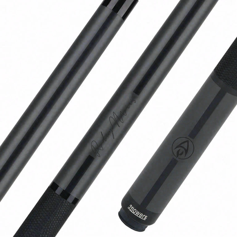 JFlowers Legends Series Rodney Morris Gray Pool Cue with Black Lizard Wrap and Carbon Shaft