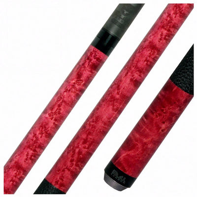 Bull Carbon Purple-Stained Birdseye Maple Play Cue with Textured Leather Wrap