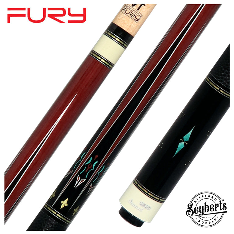 Fury Graphic Pool Cue with Pebble Grain Leather Wrap - FUVT4