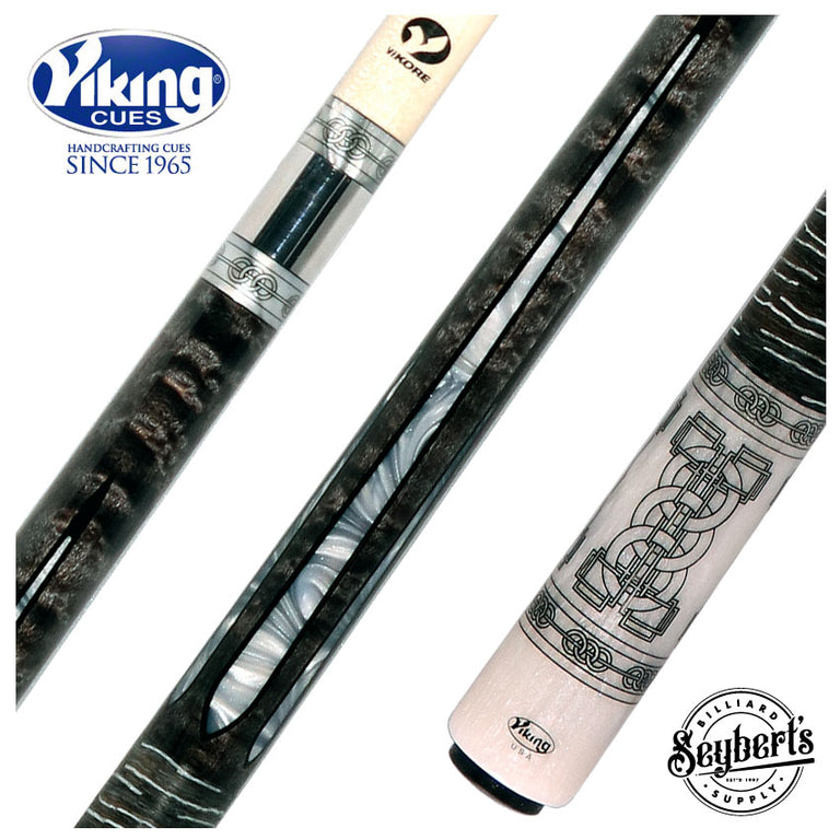 Viking  Defender Series Premium Smoke Stained Birdseye Maple with White Pearl and Black Inlays Play Cue - DF0911