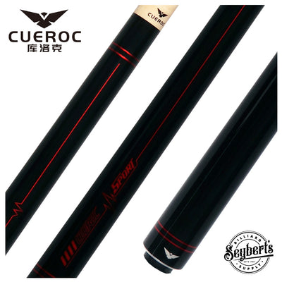 Cueroc Black with Red Sport Graphic No Wrap Pool Cue