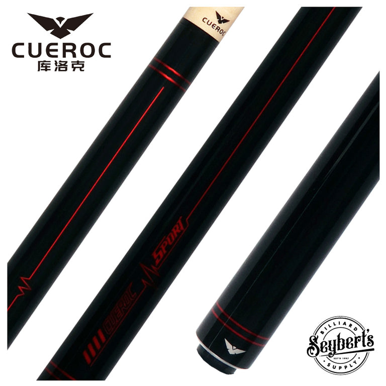 Cueroc Black with Red Sport Graphic No Wrap Pool Cue
