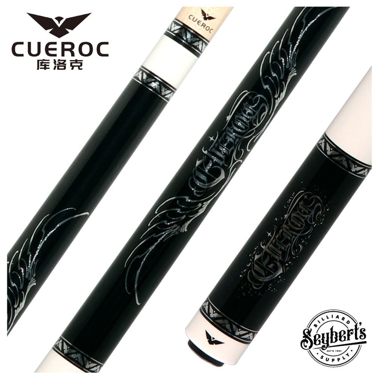 Cueroc Goth 3 Black with Silver Graphic No Wrap Pool Cue