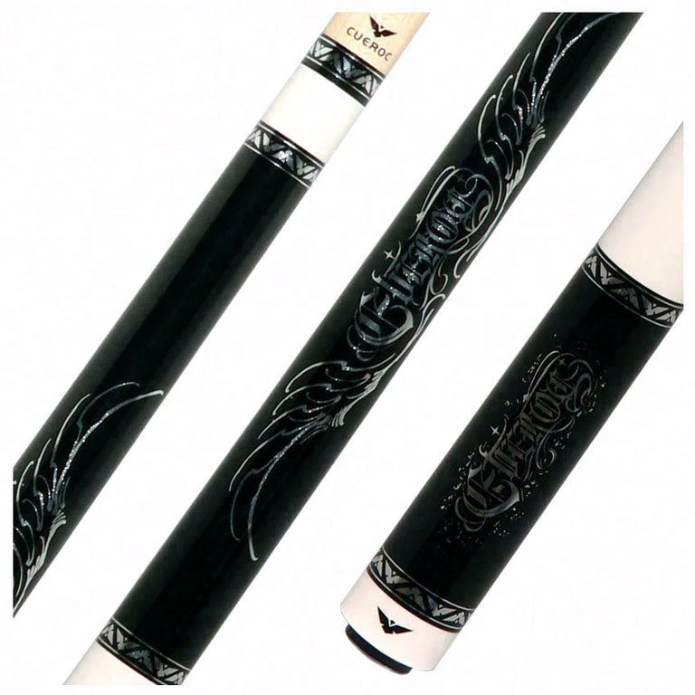 Cueroc Goth 3 Black with Silver Graphic No Wrap Pool Cue