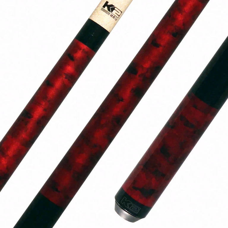 K2 Red Smoke Matte Graphic No Wrap Pool Cue with 12.5mm LD Shaft