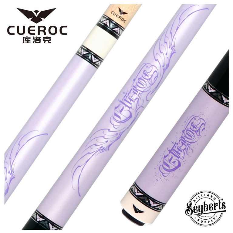 Cueroc Goth 2 Purple with Silver Graphic No Wrap Pool Cue