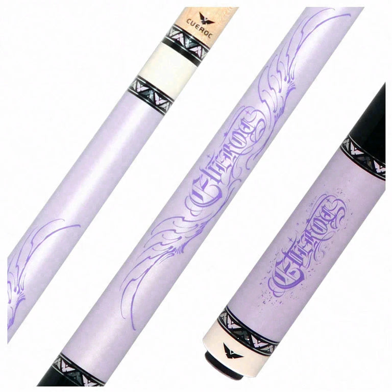 Cueroc Goth 2 Purple with Silver Graphic No Wrap Pool Cue