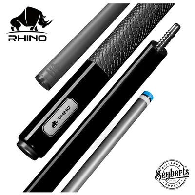 Rhino Luminax Series Jet Black Pool Cue with Sport Wrap - RCLUMSWBK125
