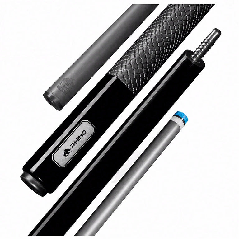 Rhino Luminax Series Jet Black Pool Cue with Sport Wrap - RCLUMSWBK125