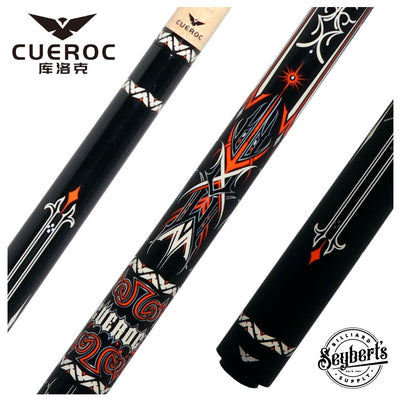 Cueroc Storm 1 Black and Orange Graphic No Wrap Pool Cue