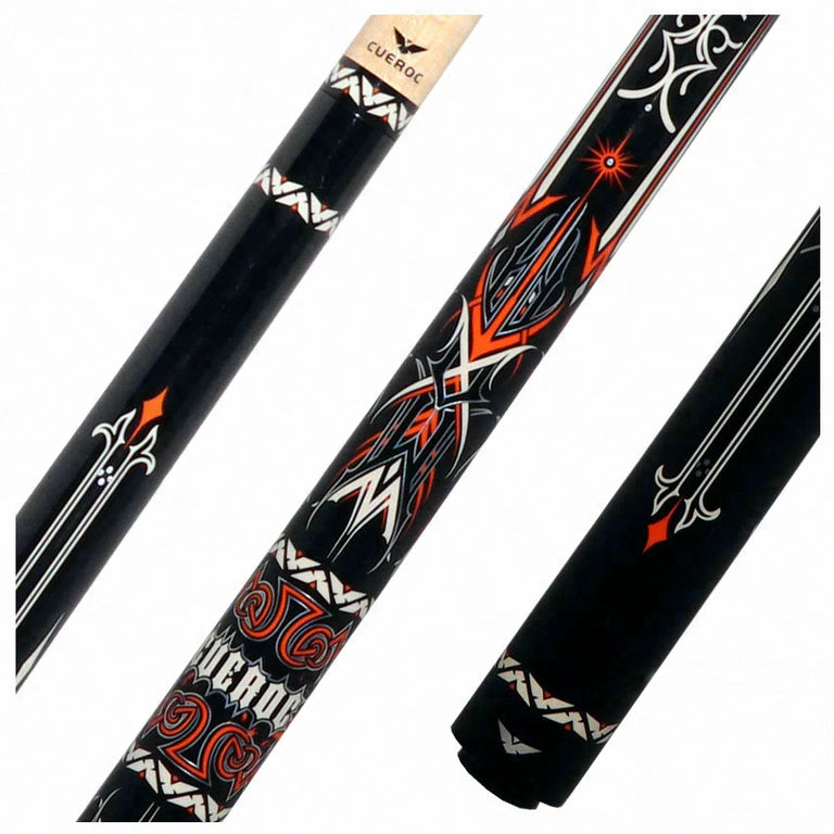 Cueroc Storm 1 Black and Orange Graphic No Wrap Pool Cue