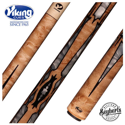 Viking B Series Play Cue Khaki-Stained Birdseye Maple with 40 Black and White Premium Pearl Inlays - B8609-DIS