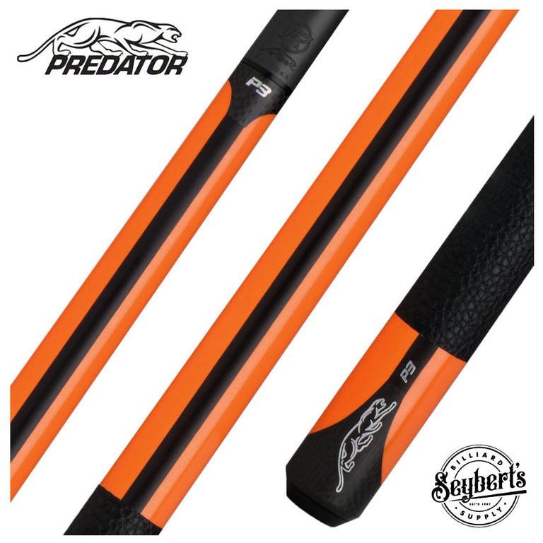 Predator P3 Flare Orange Pool Cue with Luxe Leather Wrap - Uniloc