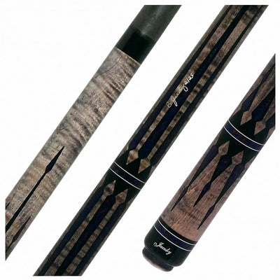 Jacoby Gray Stained Curly Maple with Azurite Web Custom No Wrap Pool Cue with 12.30mm Jacoby Black V4 Carbon Shaft
