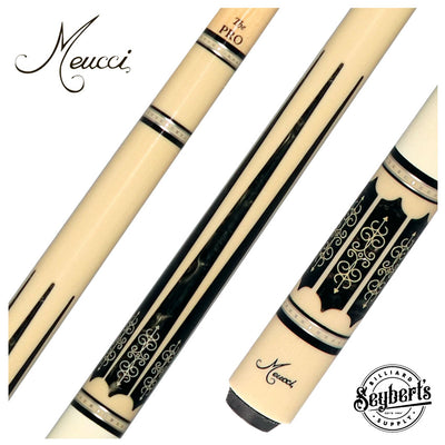 Meucci 21st Century 3 White - Black Pearl - White Wrap Pool Cue with Pro Shaft - 2103WHBKWHP