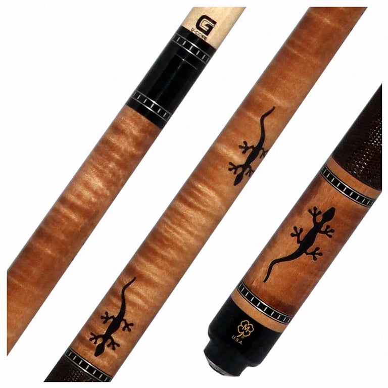 McDermott  G Series Walnut Stained Maple with Black Juma Gecko Inlays Pool Cue - G516