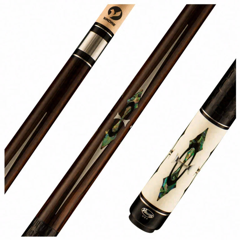 Viking Defender Series Rosewood Forearm with 56 Genuine Abalone/Black /Mirror Inlays Pool Cue
