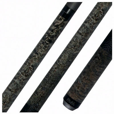 Bull Carbon Gray-Stained Birdseye Maple Play Cue with Textured Leather Wrap