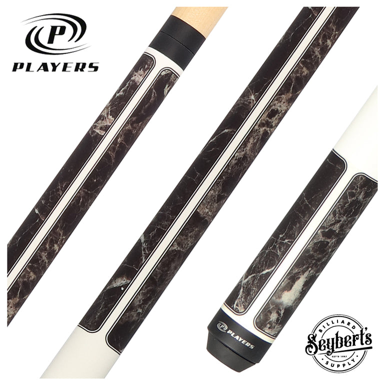 Players Brown Marble with Matte White Graphic Series Pool Cue - G4145