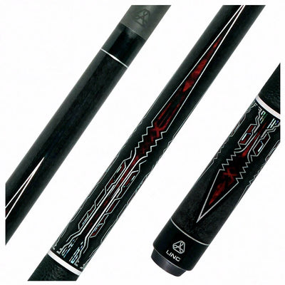 Linc Dark Gray Stained Maple with Red / Silver Points Graphic Pool Cue