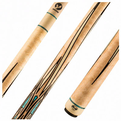 Viking Helix Series Khaki-Stained Birdseye Maple with 88 West African Ebony Inlays Play Cue - HL0604