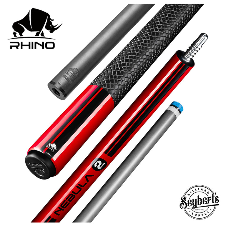 Rhino Nebula 2 Crimson Red Carbon Pool Cue with Sports Wrap