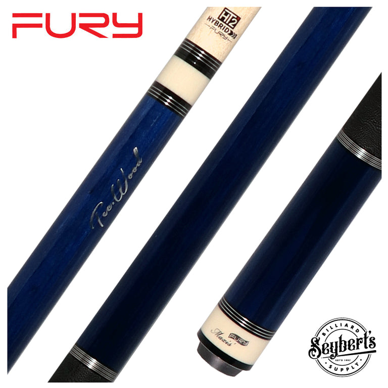 Fury Blue Stained Tec-Wood Cue | Elephant Wrap | + Free Extension - FUTW3