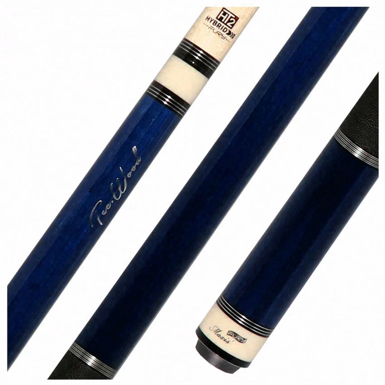Fury Blue Stained Tec-Wood Cue | Elephant Wrap | + Free Extension - FUTW3