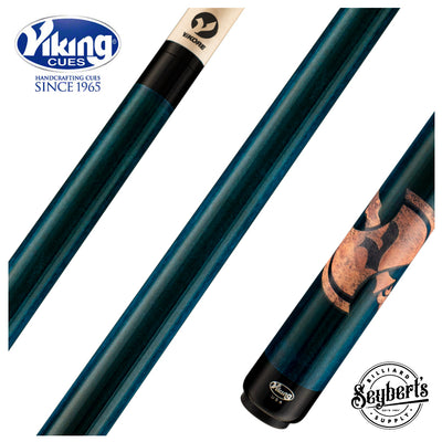 Viking DE0108 De-Cues Series Play Cue - Viking Teal Stained Northwood Maple with Axe