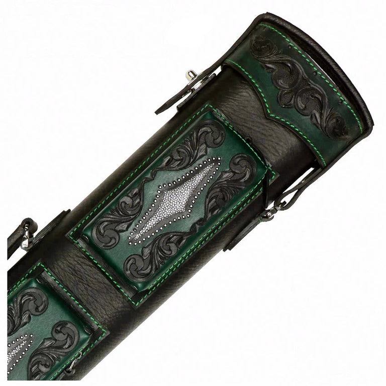 Volturi Custom Venice Style Black/Green 3x6 Hard Pool Cue Case