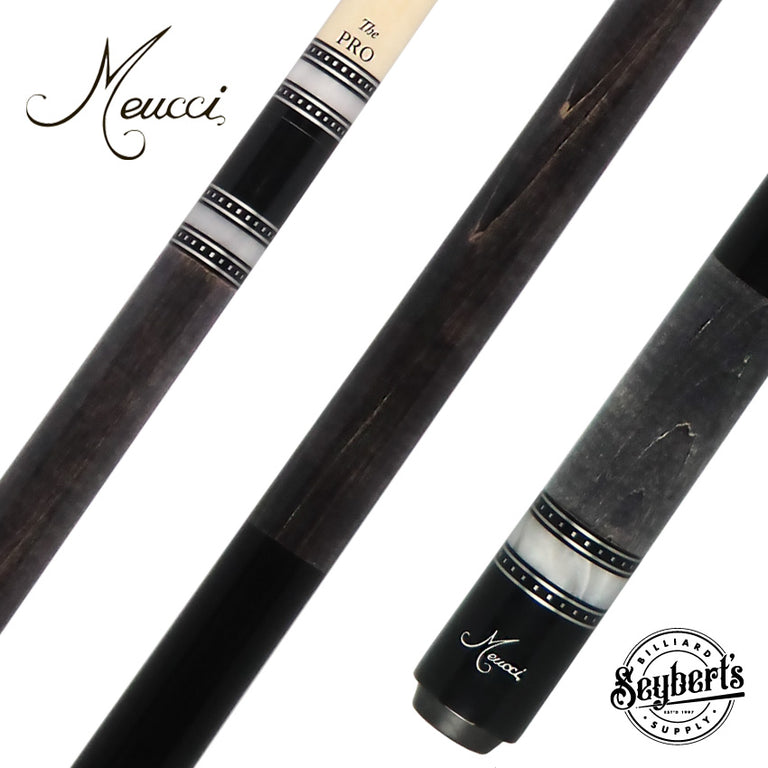 Meucci Seybert's Exclusive Cue - Grey With Black No-Wrap Section - Pro Shaft