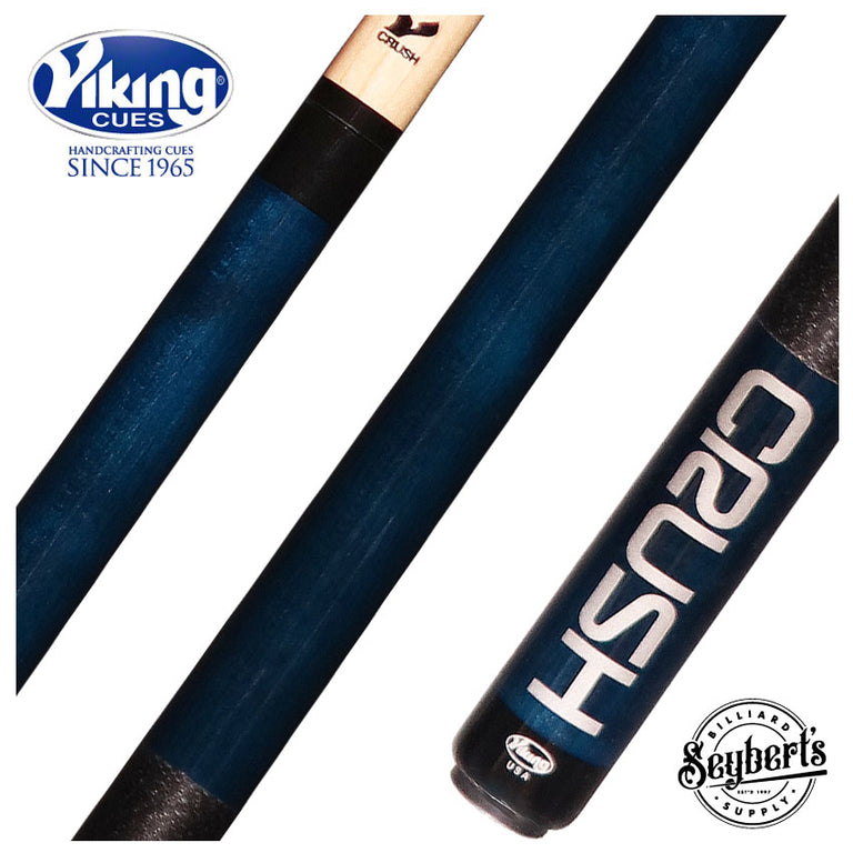 Viking Crush Ocean Blue-Stained Break Cue with Linen Wrap - CRUSHG-DIS