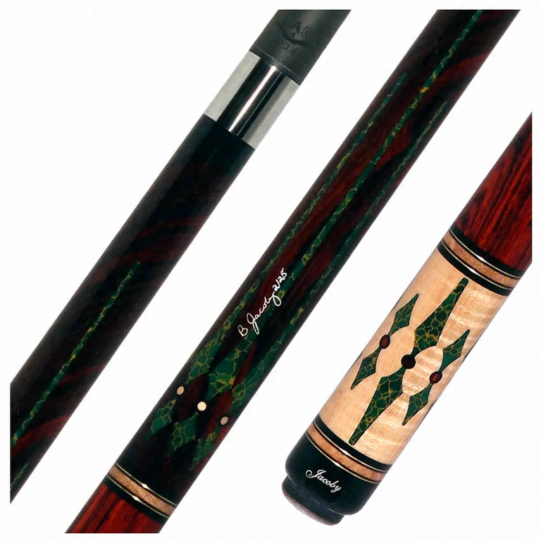 Jacoby Cocobolo with Curly Maple and Arizona Jade Custom No Wrap Pool Cue with 12.30mm Ultra Pro Shaft
