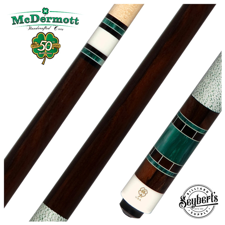 McDermott 50th Anniversary Series Zircote with Green Pearl Play Cue with G-Core Shaft and Commemorative 1x1 Case