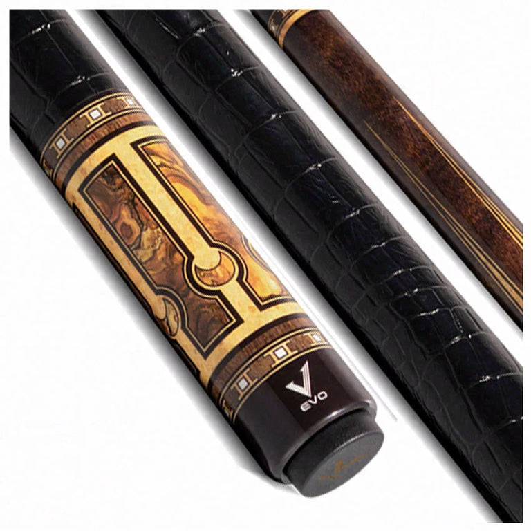 EVO Luna Golden Crest Leather Wrap Pool Cue
