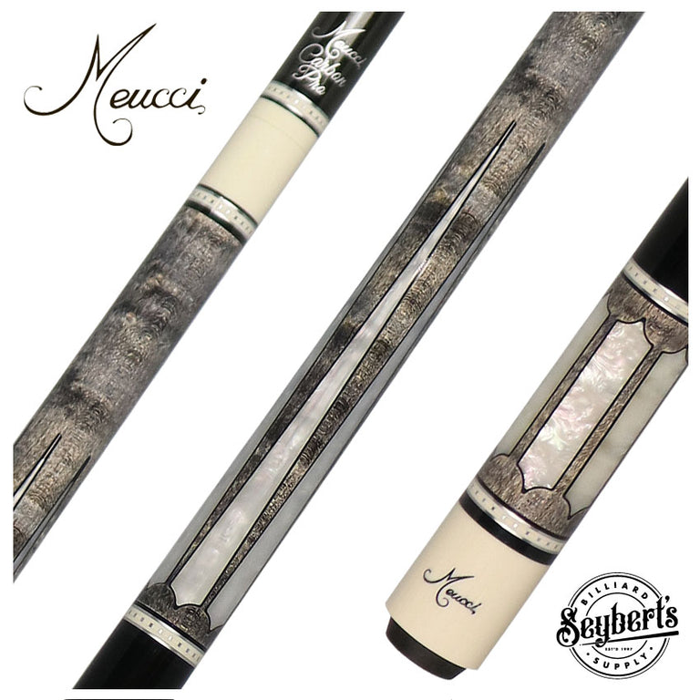 Meucci 2020 Cue - Grey - Mother of Pearl - Black Wrap - Carbon Shaft