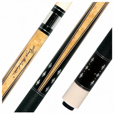Balabushka Era Series Birdseye Maple Forearm with Ebony Points and Notched Diamond Inlays Pool Cue with Textured Leather Wrap