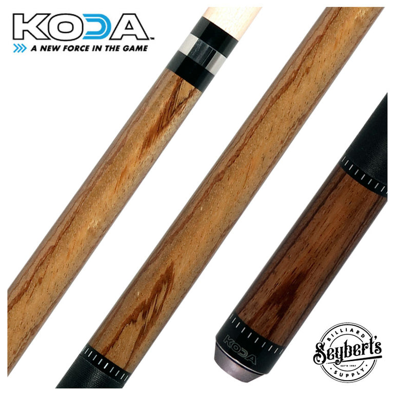 KODA Gray-Stained Zebrawood Pool Cue with Linen Wrap
