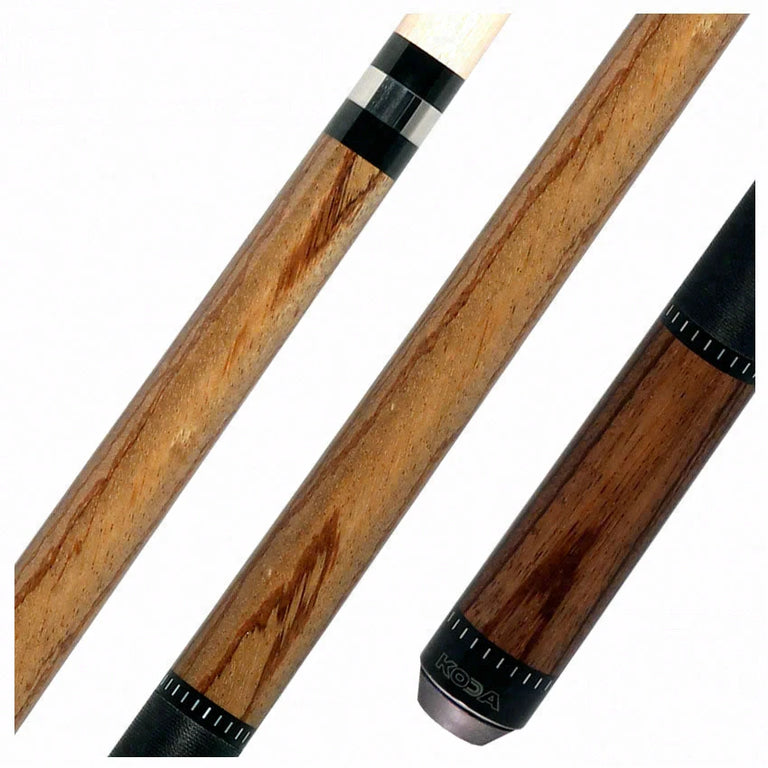 KODA Gray-Stained Zebrawood Pool Cue with Linen Wrap