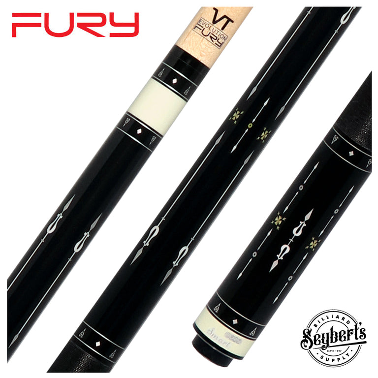 Fury Graphic Pool Cue with Pebble Grain Leather Wrap - FUVT5