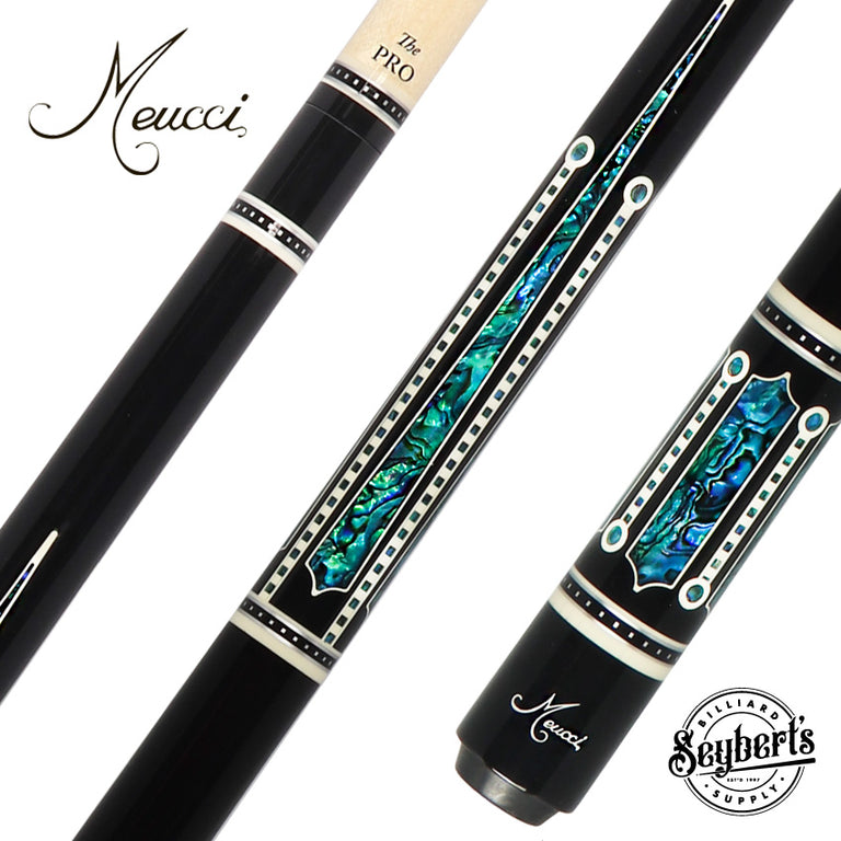 Meucci UP-4M Ultra Piston Modified Pool Cue - Ebony Stain with Abalone Points and 