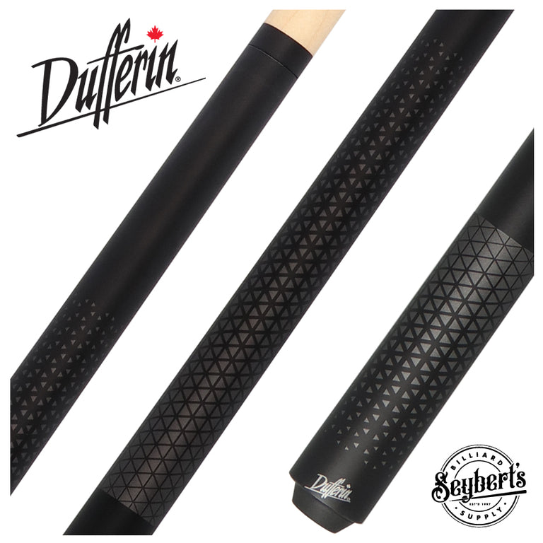 Dufferin Matte Black with Gunmetal Triangle Design Wrapless Graphic Pool Cue - D347