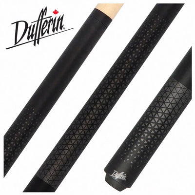 Dufferin Matte Black with Gunmetal Triangle Design Wrapless Graphic Pool Cue - D347